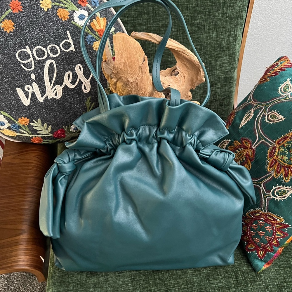 Elegant Teal Gathered Women's Bag